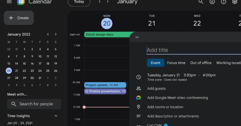 Google Calendar gets a redesign and dark mode