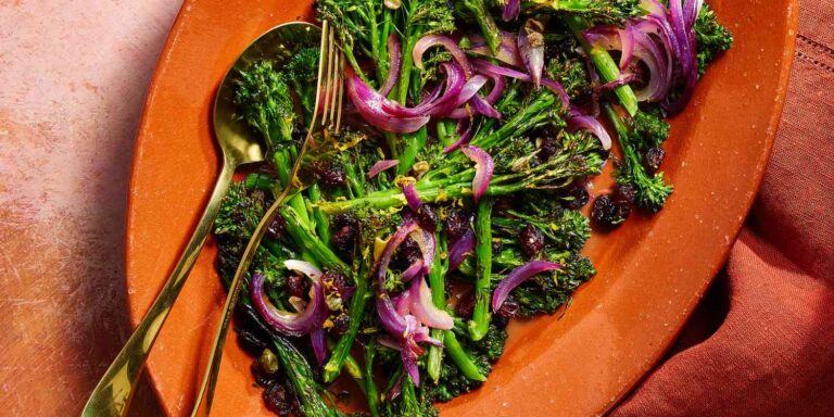 Blistered Broccolini with Cranberries and Capers Recipe