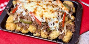 Philly Cheesesteak Smothered Tater Tots Recipe