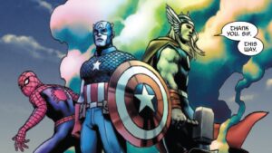 Captain America and Spider-Man chip in to undo Thor’s “greatest shame” in the penultimate issue of J. Michael Strazcynski’s Cap run