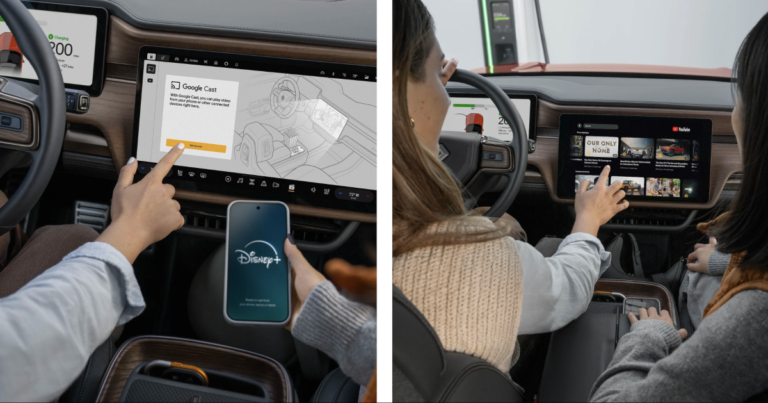 Rivian car dashboard screens now support YouTube and Google Cast