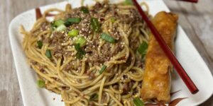 Mongolian Ground Beef Noodles Recipe