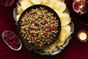 Zeytoon Parvardeh (Green Olive, Walnut, and Pomegranate Dip)