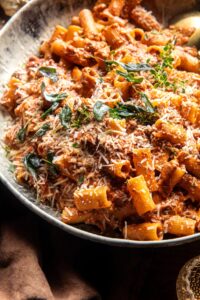 Pot Roast Sunday Sauce With Rigatoni.