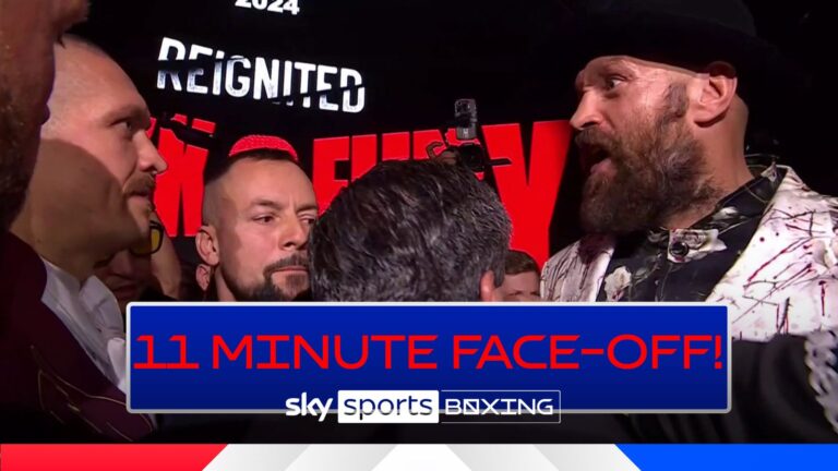 Usyk-Fury separated after MAMMOTH staredown! Most intense head-to-head EVER