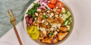 Mediterranean Crispy Rice Chicken Bowl Recipe