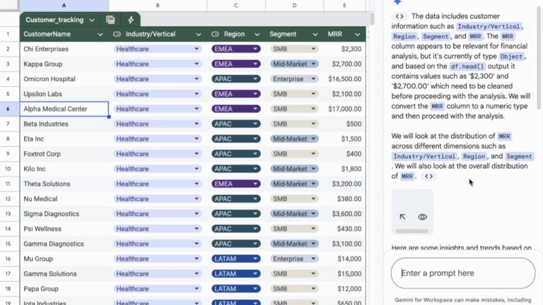 Gemini can now do more complex data analysis in Google Sheets