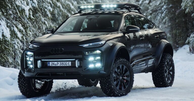 Audi’s lifted Q6 E-tron Off-Road concept is ready for winter driving