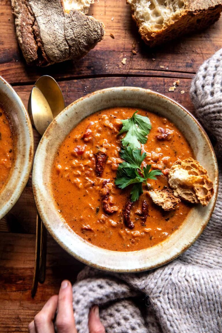 Creamy Lentil Sun-dried Tomato Soup.