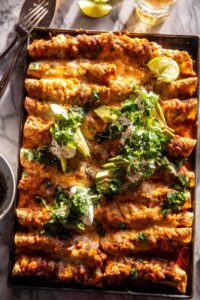 Crispy Black Bean Sweet Potato Enchiladas.