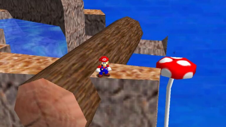 Behold, a Super Mario 64 player discovered that a 34-frame loop repeated 2.8 million times over 36 days can make a log drift through a cliff: “This has no currently known purpose”