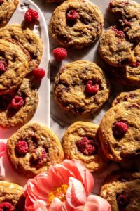Brown Butter Raspberry White Chocolate Cookies.