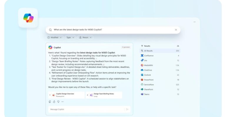 Microsoft 365 Copilot redesigned with new search, image, and notebook features