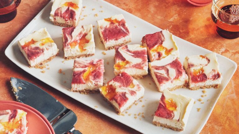 Strawberry-Rhubarb Cheesecake Bars Recipe | Epicurious